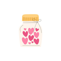 mason jar with heart and love valentine's day illustration design