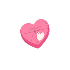 heart shaped gift box with hearts and ribbon valentine's day illustration