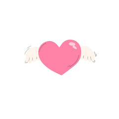 Heart icon with wings Valentine's Day illustration