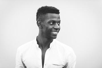 Fototapeta premium Young black male teen portrait on colored background