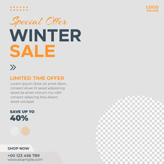 Winter Fashion Sale Social Media Post Template Design or Fashion Sale Banner Template