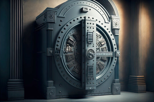 Closed Bank Vault Door With Three-phase Protection Against External Influences