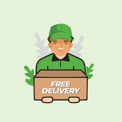 Delivery Service Character with Box
