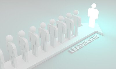 Leadership concept, team leader. Company boss. Teamwork. Concept 3D illustration.