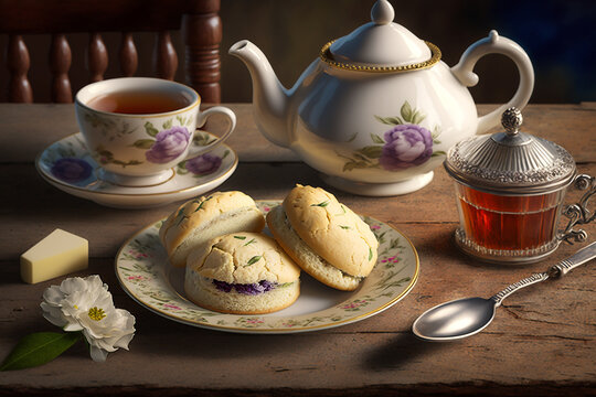 Tea and cookies generated with AI