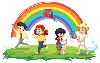 Obraz na płótnie Canvas Happy children playing different sports