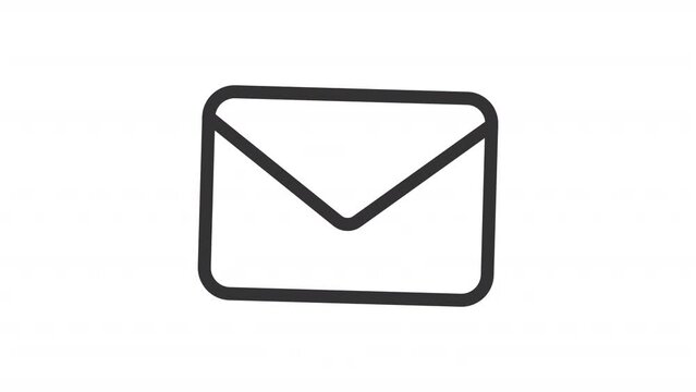 Animated mail linear icon. Written correspondence. Send and receive letter. Email. Seamless loop HD video with alpha channel on transparent background. Outline motion graphic animation