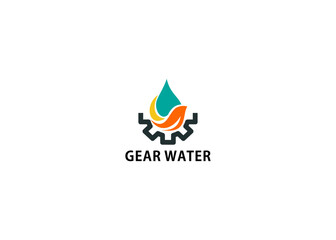 logo design vector gear water

