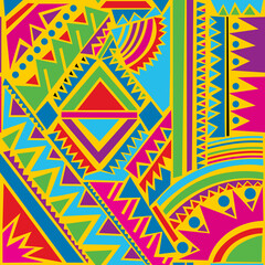 Abstract African seamless pattern in colorful style.