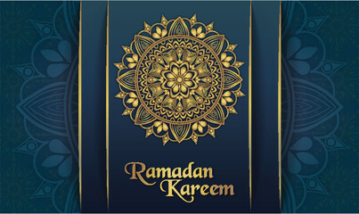 Elegant Blue Ramadan Kareem Background Mandala Design