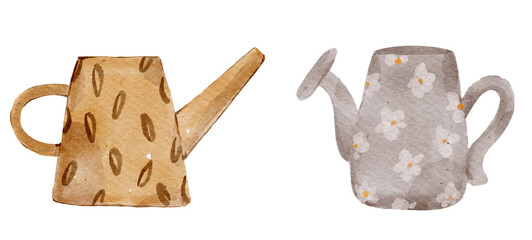 Cute watercolour watering cans © jenteva