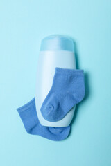 Concept of baby or childrens cosmetics, top view