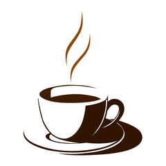 Hot coffee cup vector logo design with a cool and attractive coaster