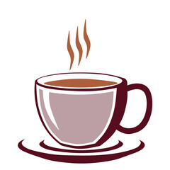 Hot coffee cup vector logo design with minimalistic coaster is cool and attractive