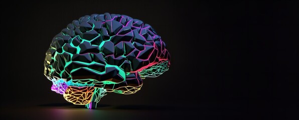 Artificial intelligence or low-poly brain idea. Wisdom symbol point. Generative Ai.