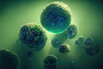 Obraz na płótnie Canvas 3d illustration of glowing human cells