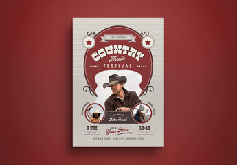 Red Retro Country Music Flyer Layout