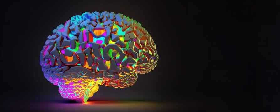 Artificial intelligence or low-poly brain idea. Wisdom symbol point. Generative Ai.