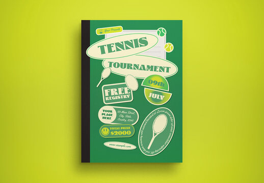Green Retro Tennis Tournament Flyer Layout