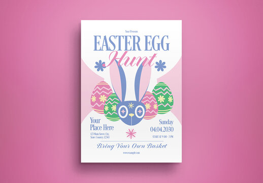 Pink Flat Illustration Easter Egg Hunt Flyer Layout