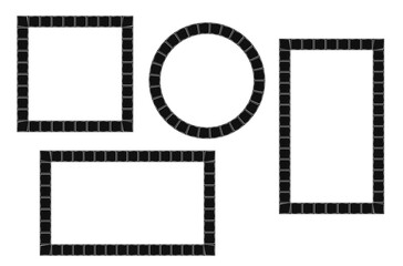 Black and silver mosaic frames set Decorative tile design element for social media Vector illustrationa Isolated on white background