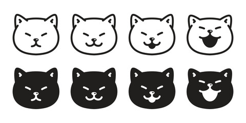 cat vector kitten face smile breed calico icon logo symbol cartoon character doodle illustration design isolated