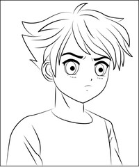 Young man manga anime. The guy from the anime is a black and white sketch.