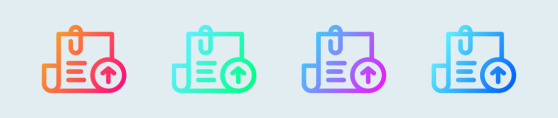 Upload line icon in gradient colors. Cloud file signs vector illustration.