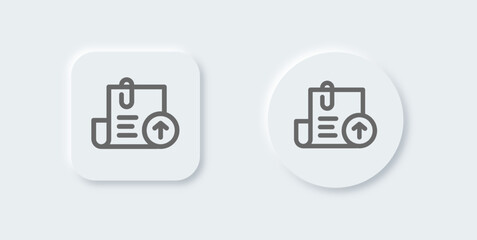 Upload line icon in neomorphic design style. Cloud file signs vector illustration.