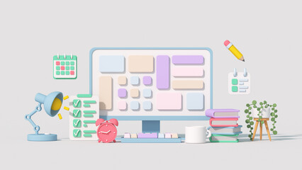 Project management and development tools 3D render illustration