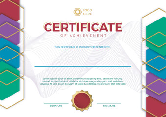 simple modern colorful certificate template design vector editable A4 Size