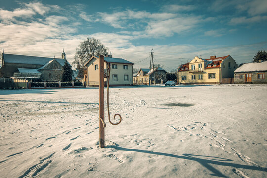 Historic architecture, sacral village of Widawa, Poland.
