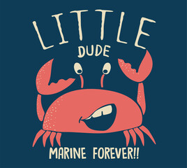 tee print design with crab illustration for baby fashion © basws
