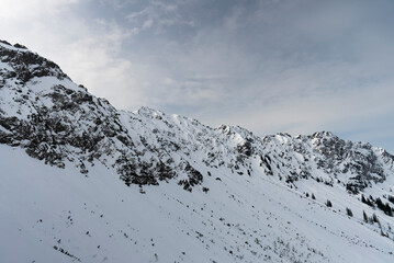 White sunny snow mountain landscapes