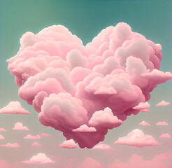 Pink clouds made of hearts - 568721569