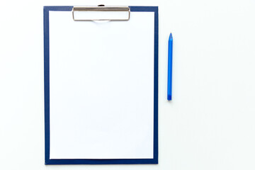 Top view Minimal design of open Notebook with pensil on white background with blank space. Flat lay