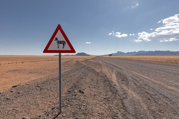 Zebras Crossing Warning Sign, Namib Desert, Namibia