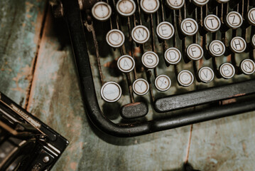 Old typewriter keyboard from above.