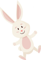 Hare Character. Jumping and Smile Funny, Happy Easter Cartoon Rabbit. PNG