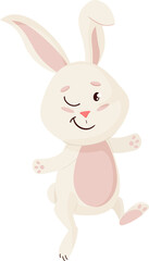 Bunny Character. Winks and Smile Funny, Happy Easter Cartoon Rabbit. PNG