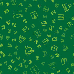 Set line Pants, Beanie hat and Shirt on seamless pattern. Vector