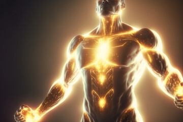 3d illustration of the inner energy of a person