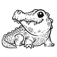 Vector illustration of Cartoon crocodile - Coloring book for kids