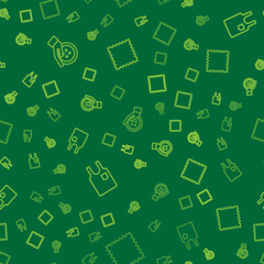 Set line Sewing button, Sleeveless T-shirt and Leather on seamless pattern. Vector