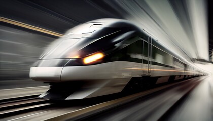 High speed train with motion blur effect. generative ai 