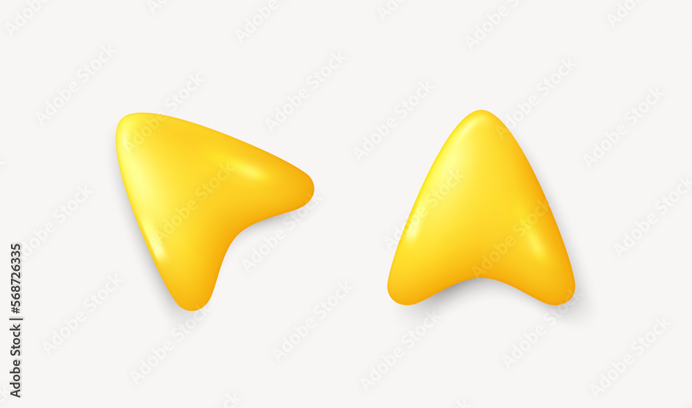 Poster 3d arrow pointer icon isolated on white background. yellow realistic mouse cursor. 3d click arrow, g