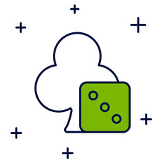 Filled outline Game dice icon isolated on white background. Casino gambling. Vector