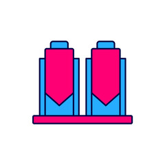 Filled outline Traditional brewing vessels in brewery icon isolated on white background. Beer brewing process. Distillery plant, brewery. Vector