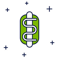 Filled outline Hotdog sandwich icon isolated on white background. Sausage icon. Fast food sign. Vector