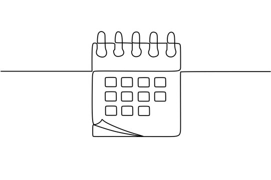 recommend clip art: calendar continuous line drawing. One line art of calendar, memorable date, countdown, holiday, weekday and weekend. vector illustration	